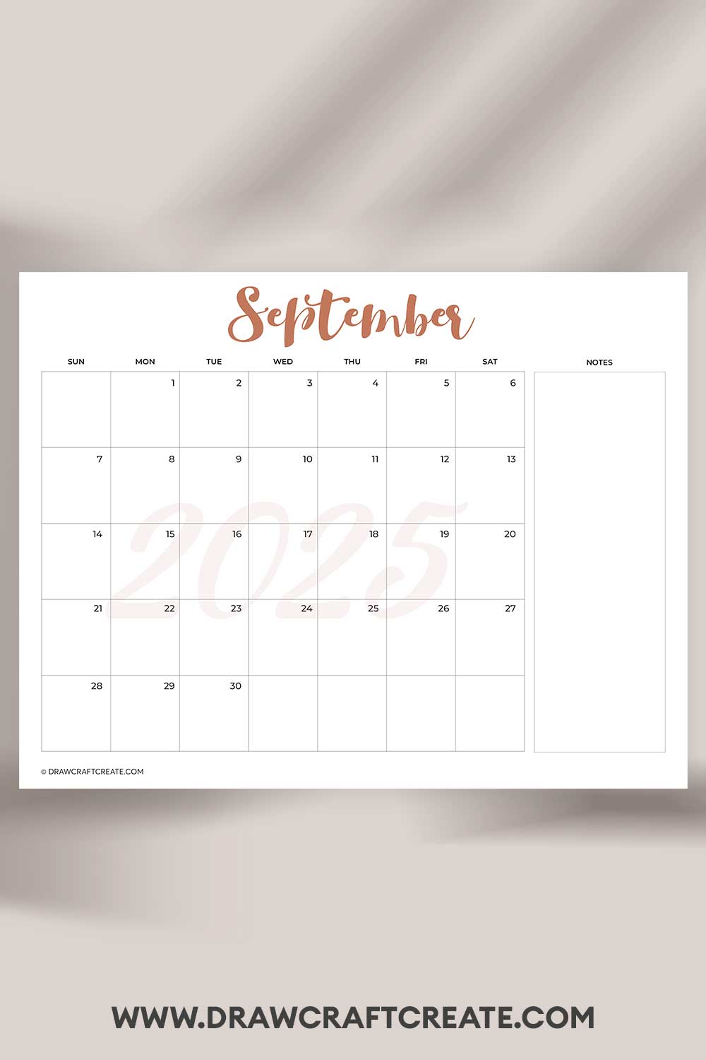 printable september 2025 calendar landscape