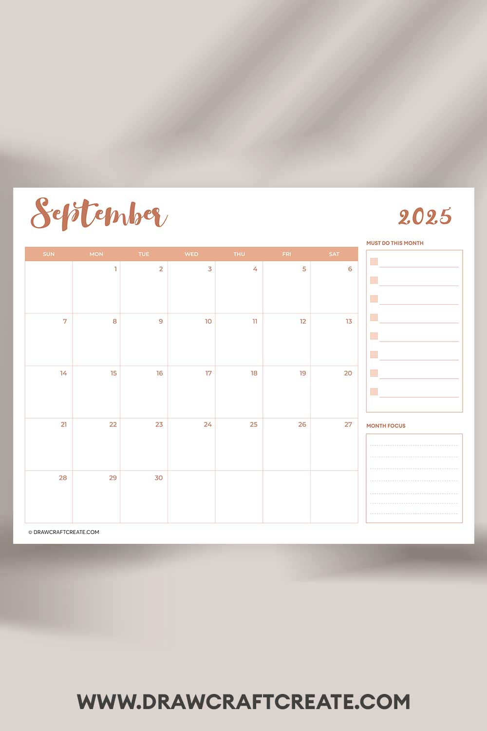printable september 2025 calendar landscape