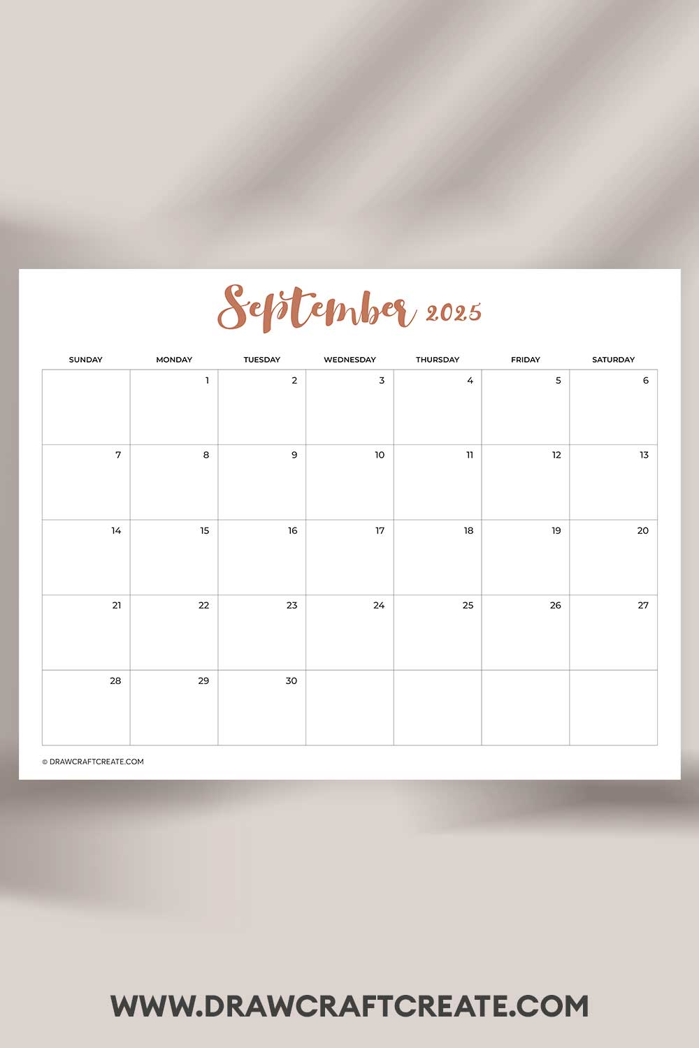 printable september 2025 calendar landscape