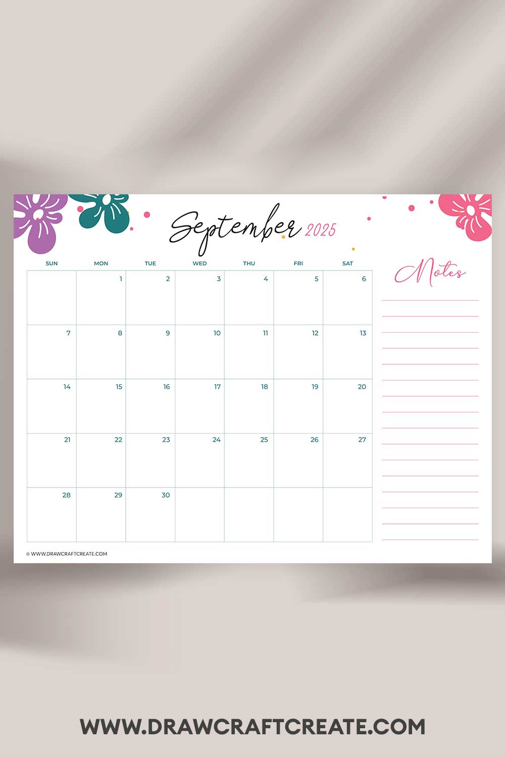 printable september 2025 calendar landscape