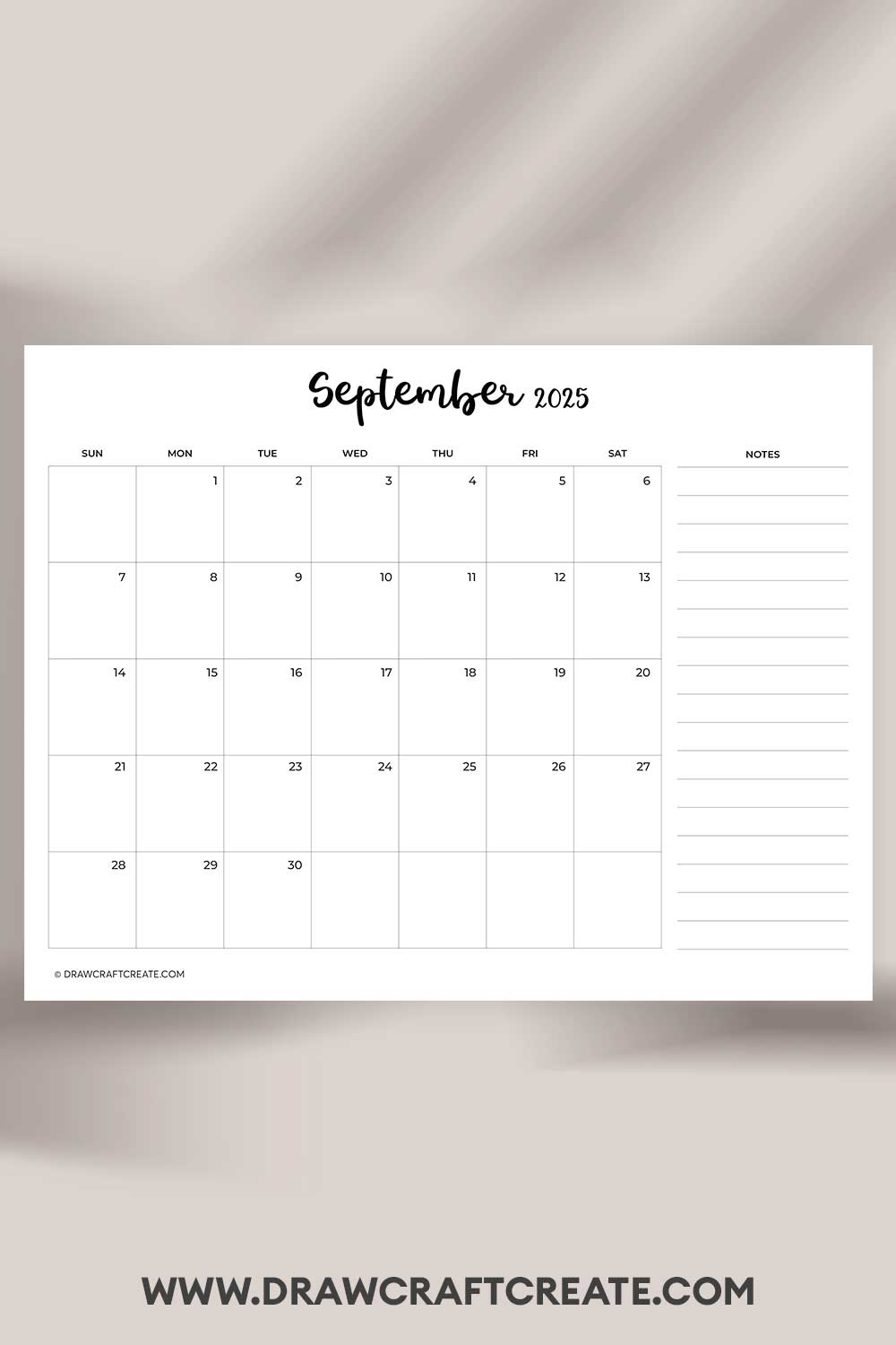 printable september 2025 calendar landscape