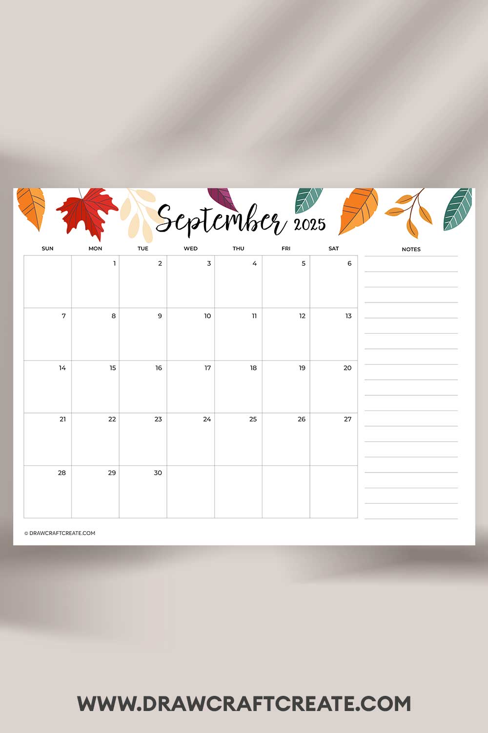 printable september 2025 calendar landscape