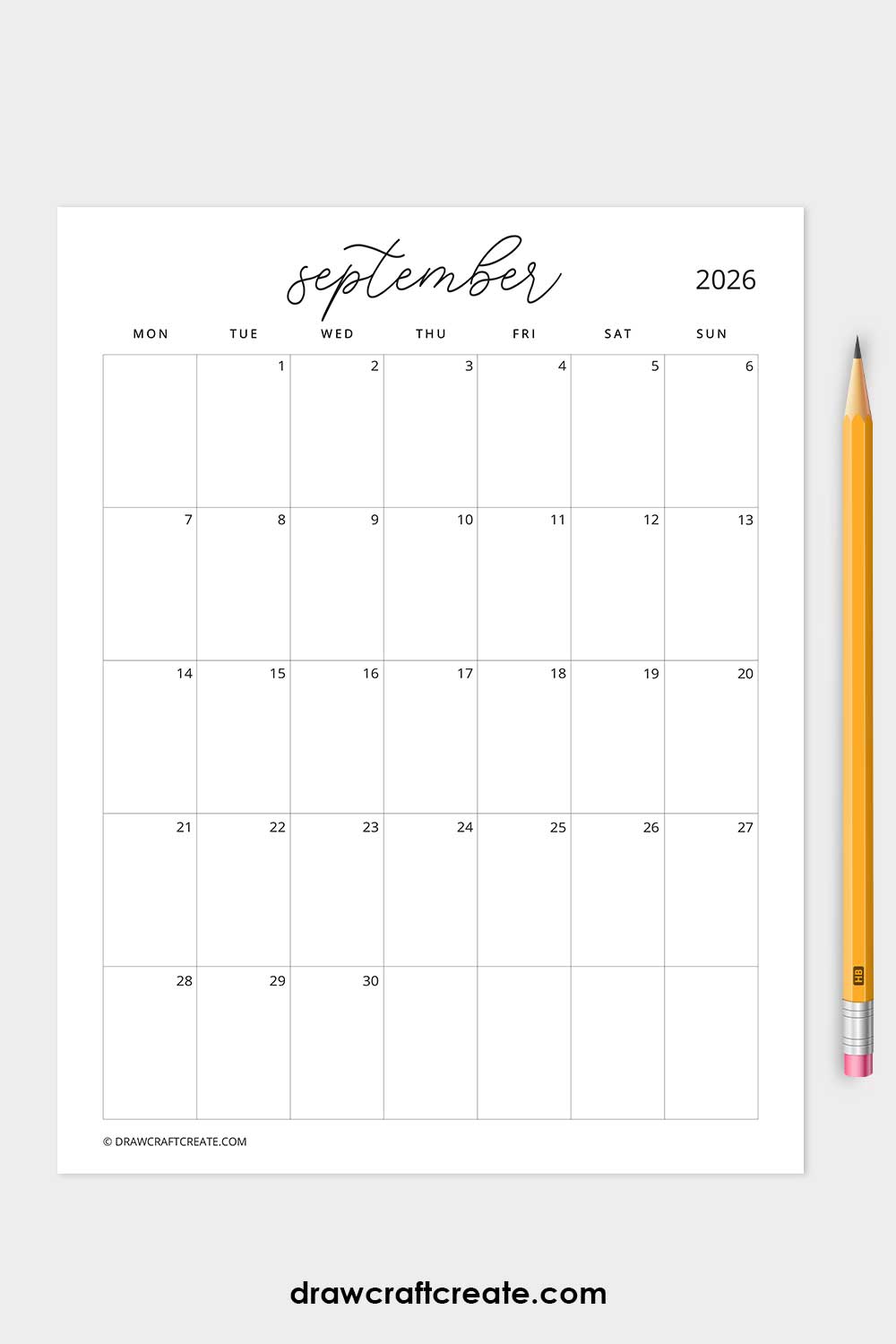 january 2026 calendar monday start vertical