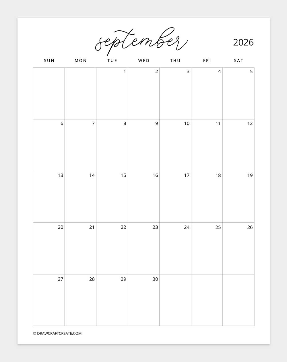 january 2026 calendar sunday start vertical