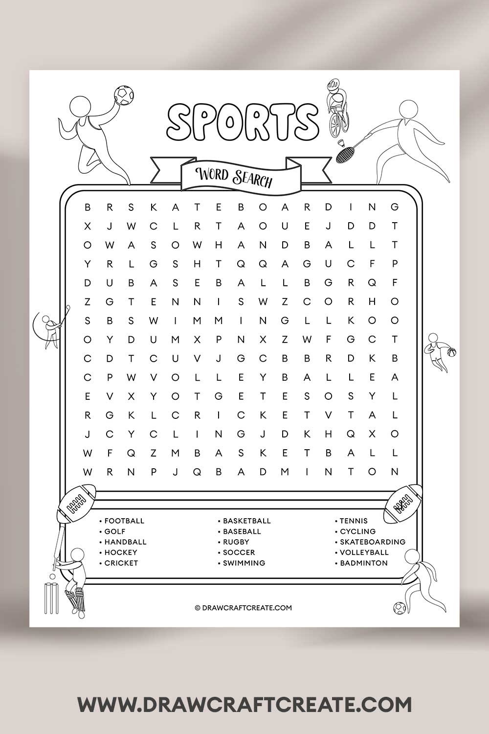 sports word search