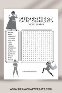 Free Printable Superhero Word Search - Draw Craft Create