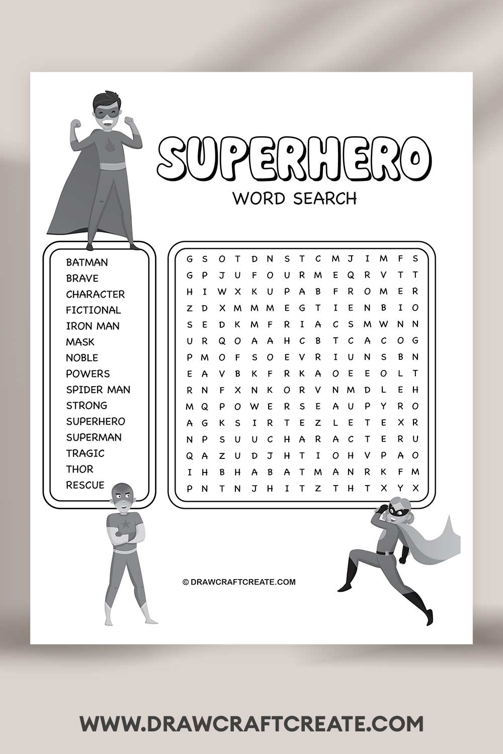 superhero word search