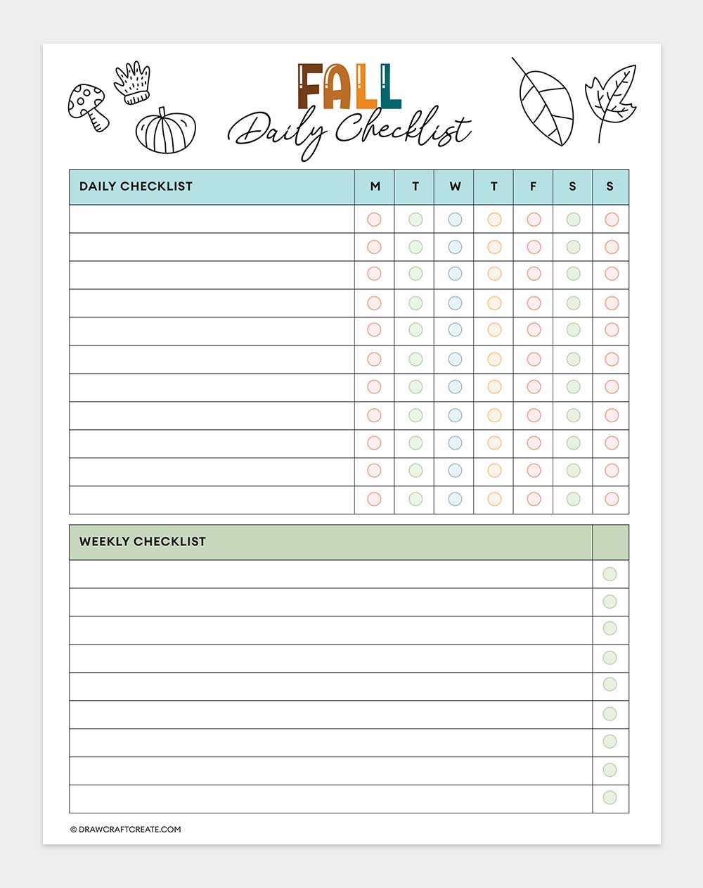 fall daily checklist