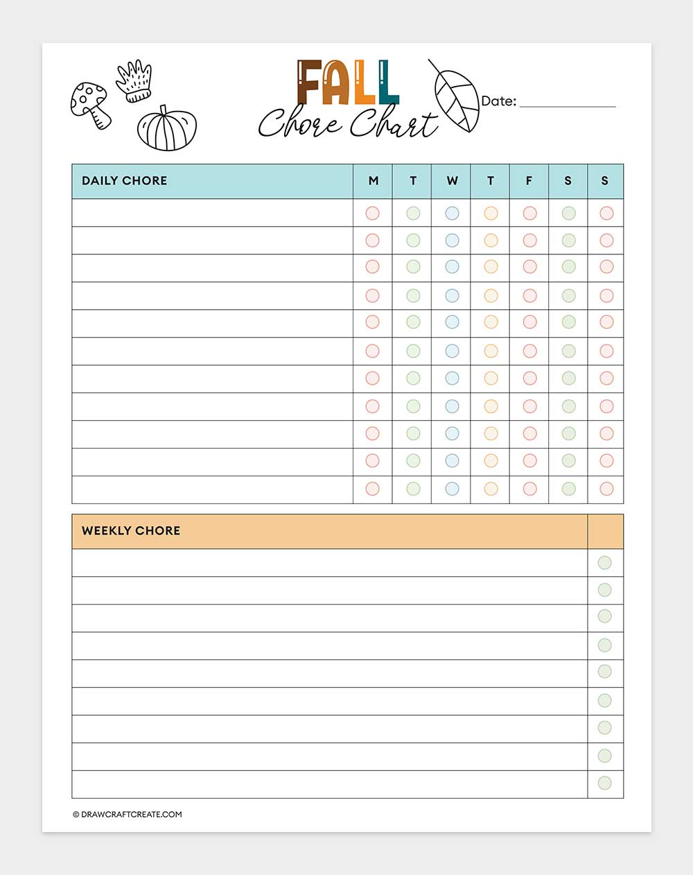 fall chore chart