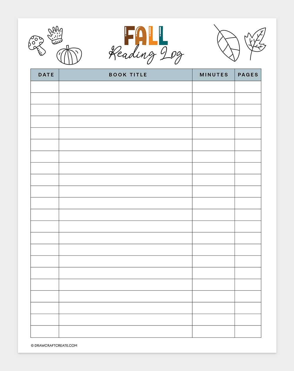 fall reading log