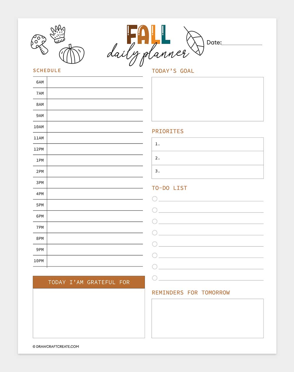 fall daily planner