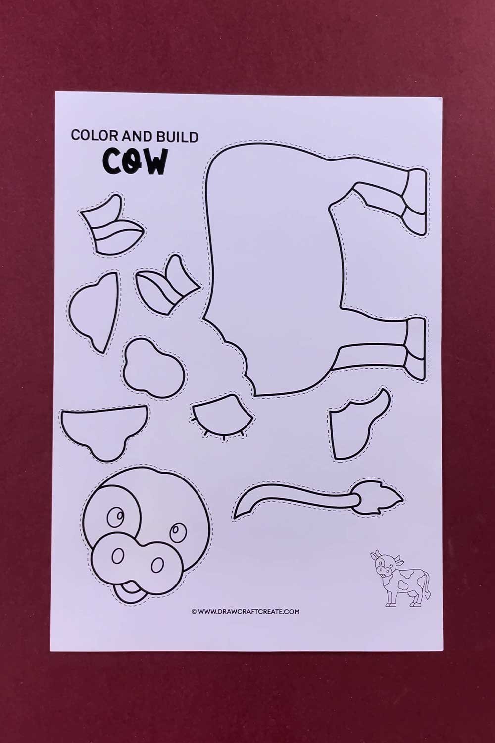 Free Printable Build a Cow Craft