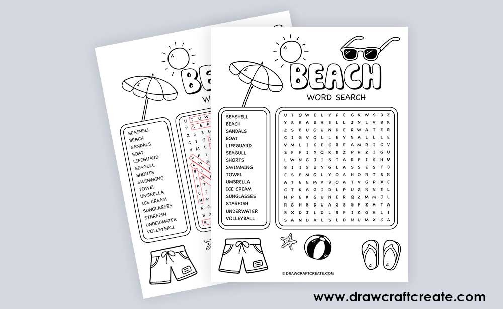 beach word search answer