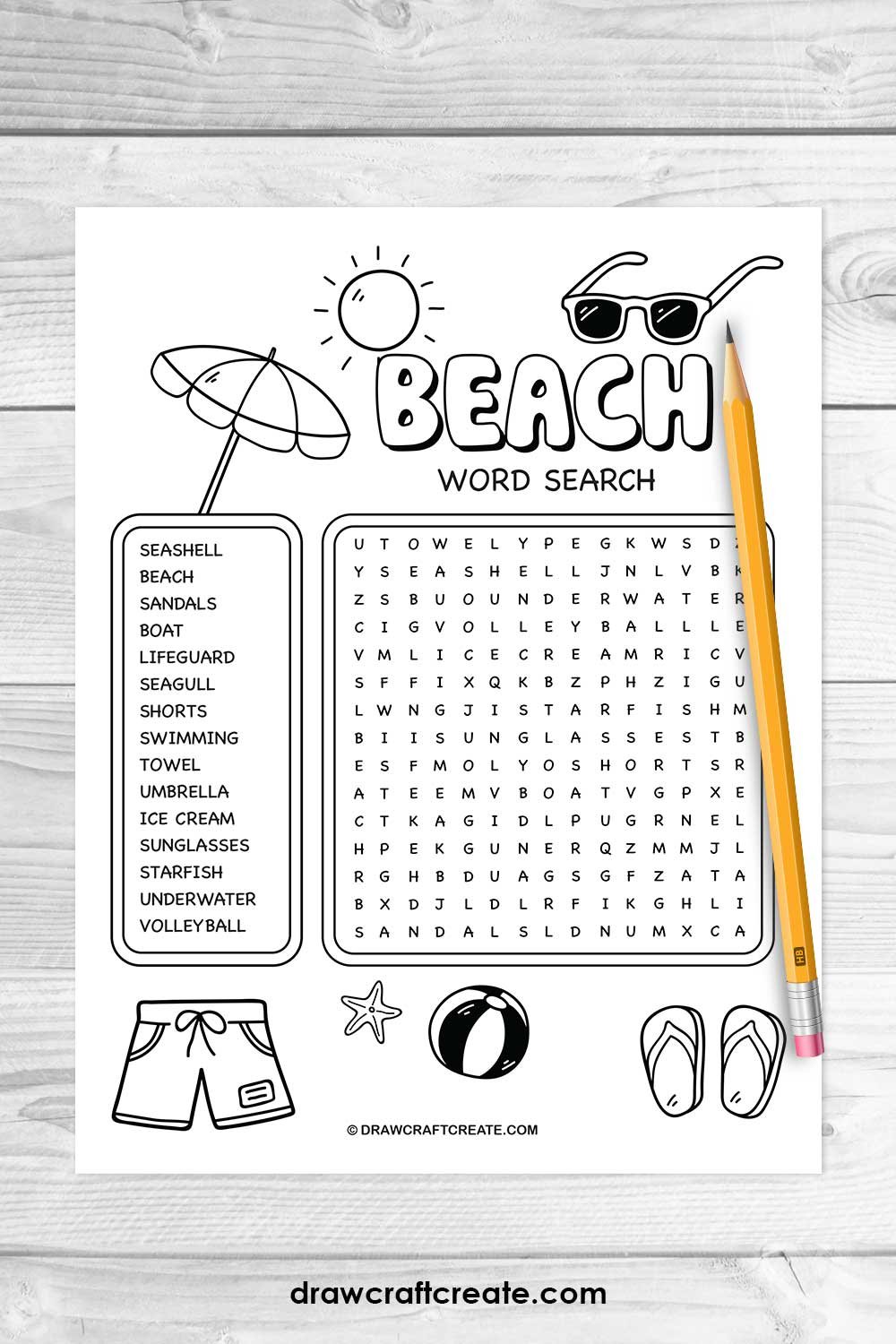 beach word search