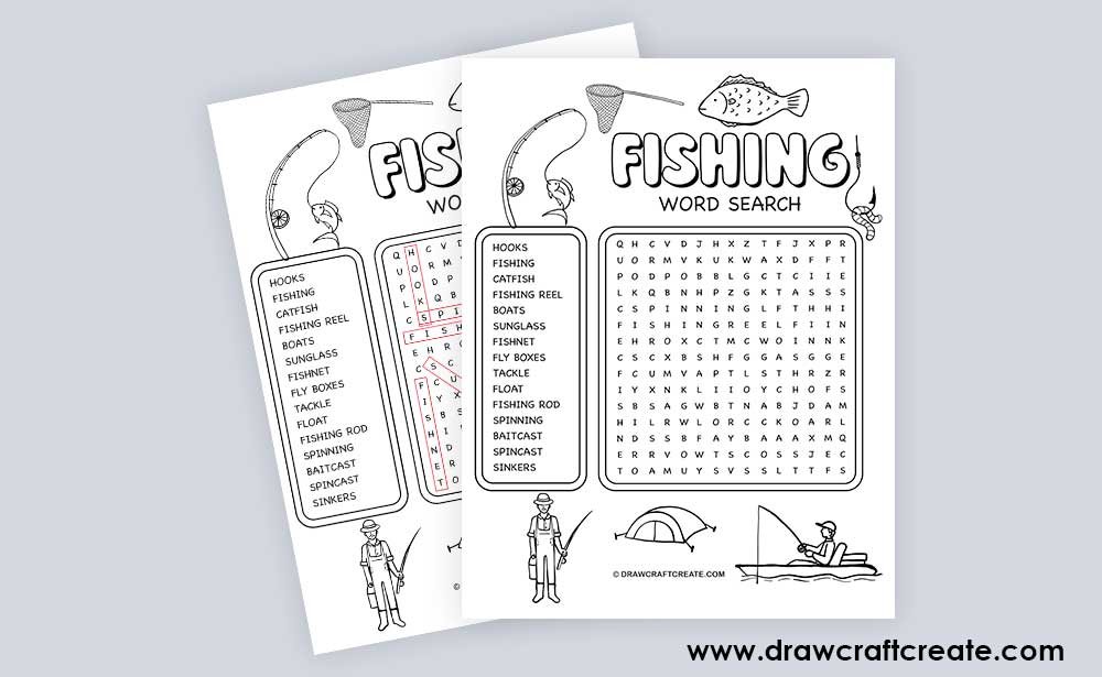 free printable fishing word search answer