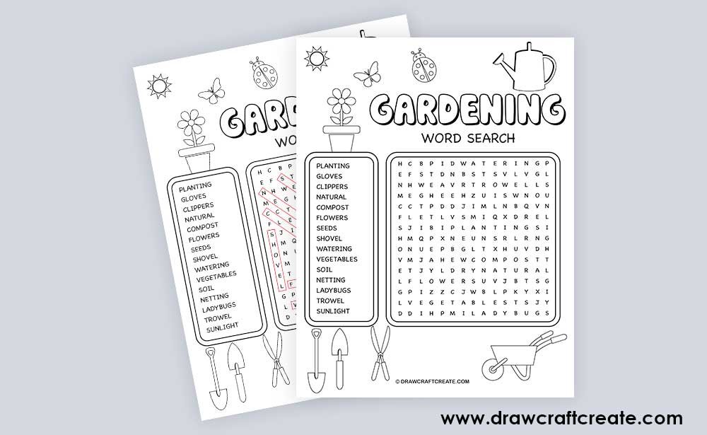 free printable gardening word search answer