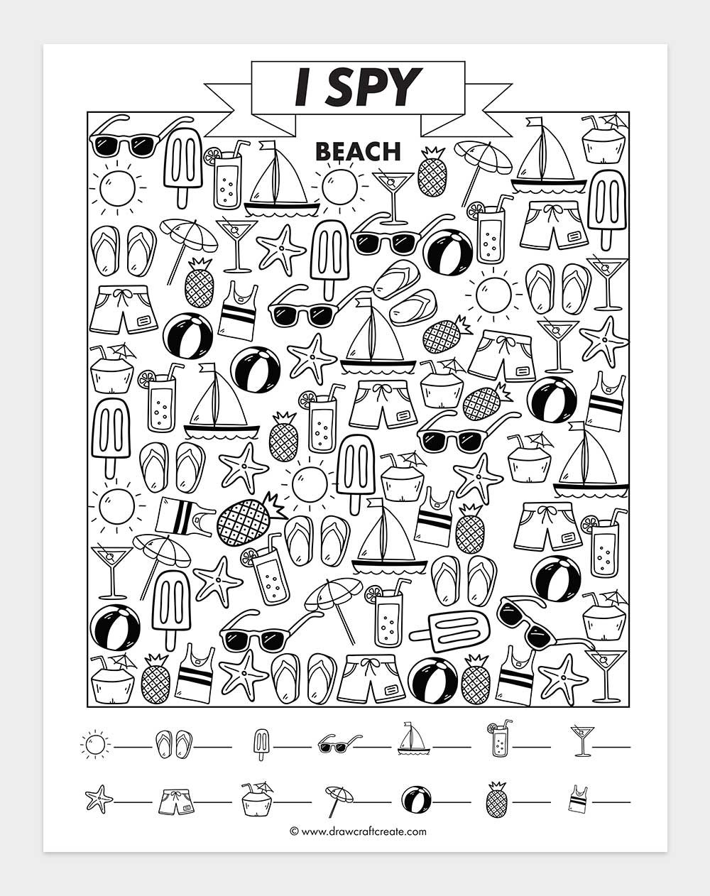 free printable i spy beach