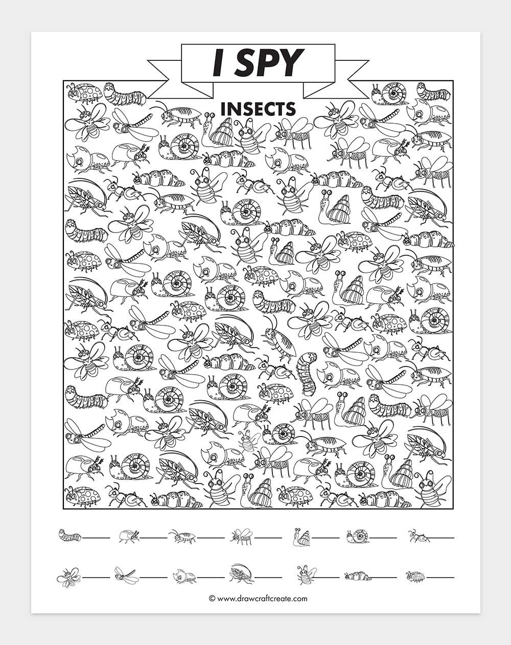 free printable insects i spy worksheet