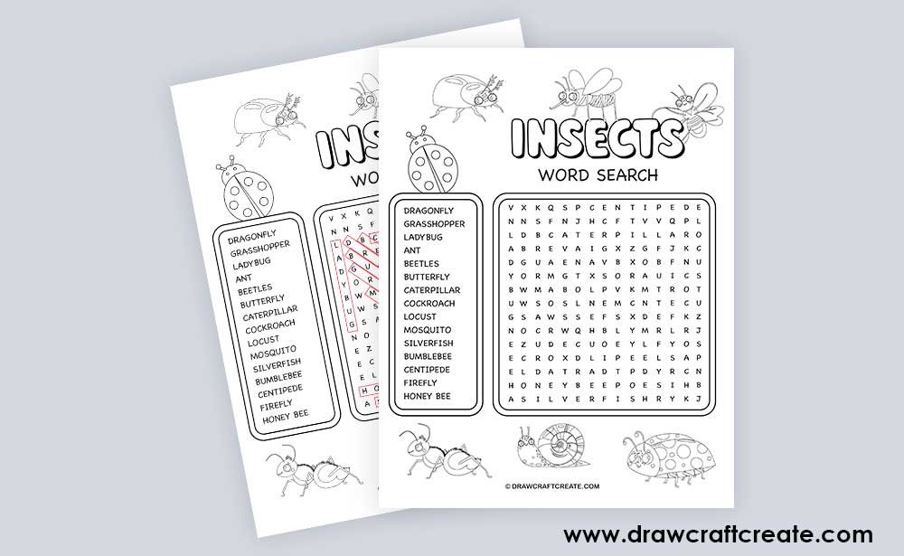 free printable insects word search answer