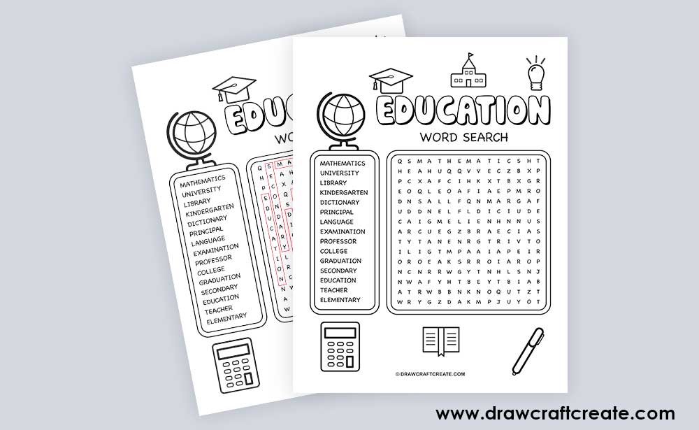 printable education word search answer