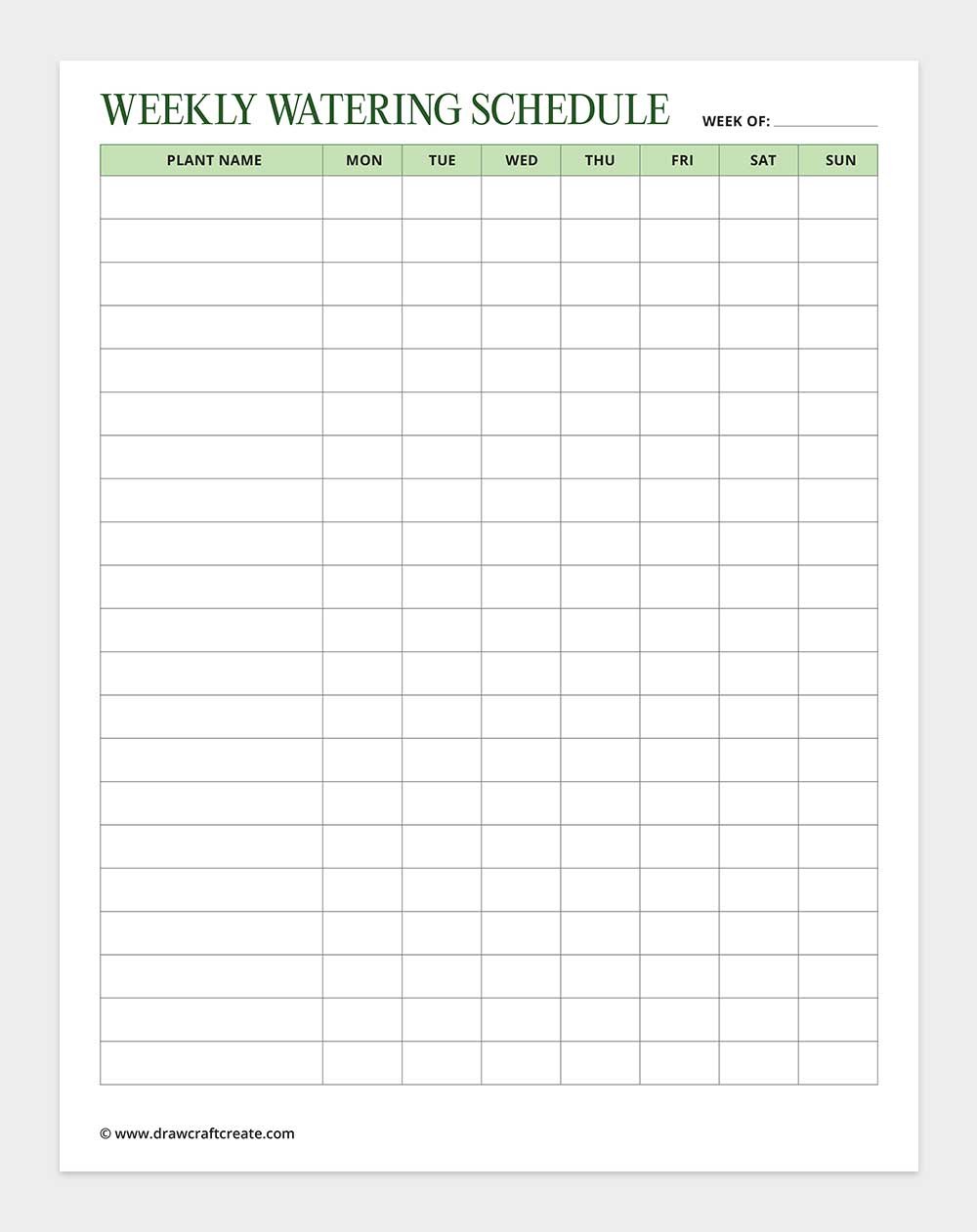 weekly watering schedule