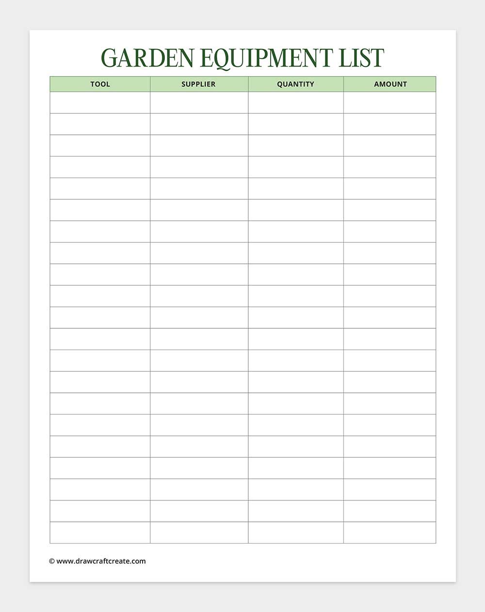 garden equipment list