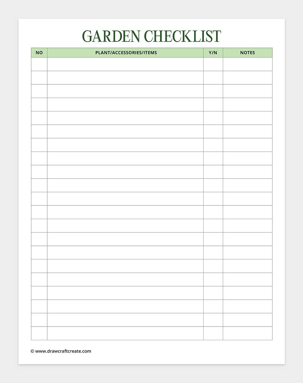 garden checklist