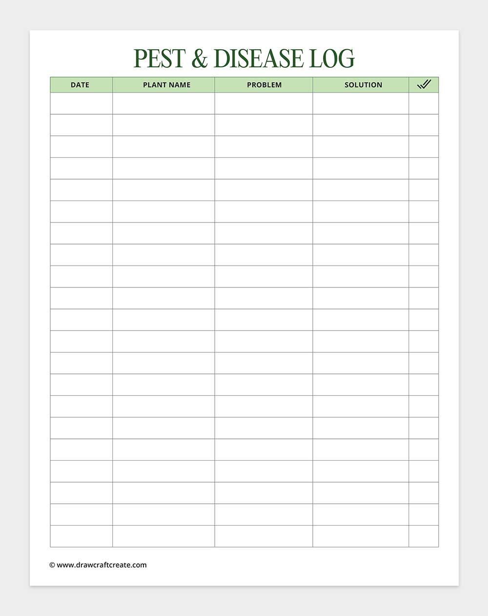 pest and disease log