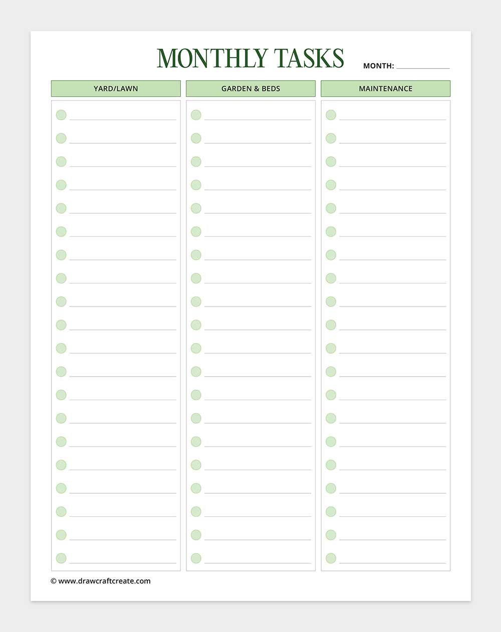 monthly tasks