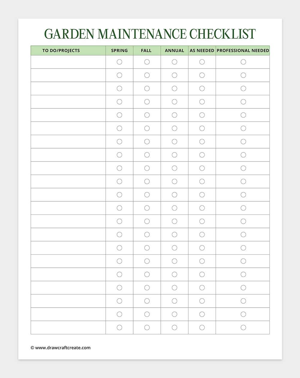 garden maintenance checklist