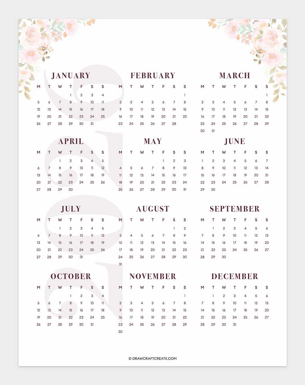 free 2026 calendar printable