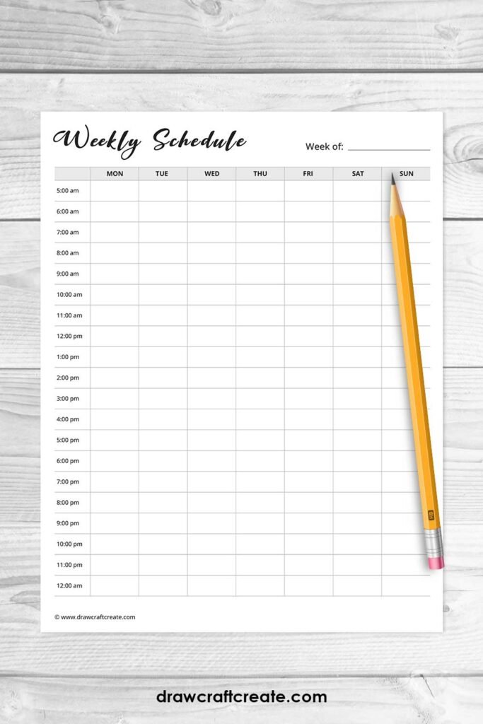 Weekly Timetable Drawing Free Weekly Schedule Template Printables - Draw Craft Create