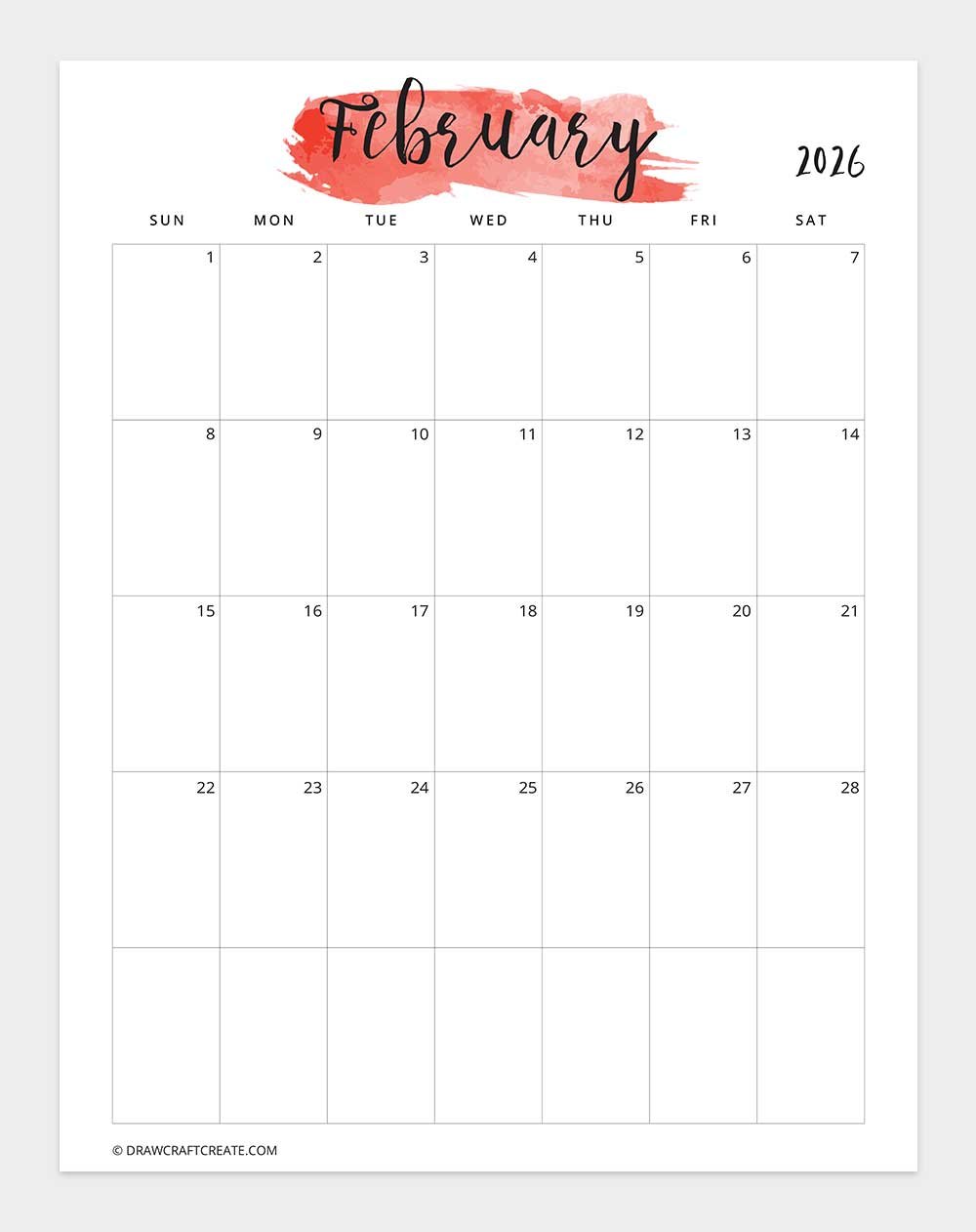 watercolor january 2026 calendar printable vertical sunday start
