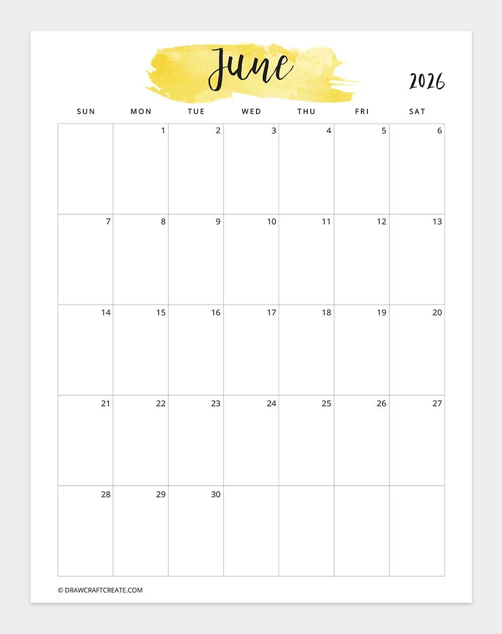 watercolor january 2026 calendar printable vertical sunday start