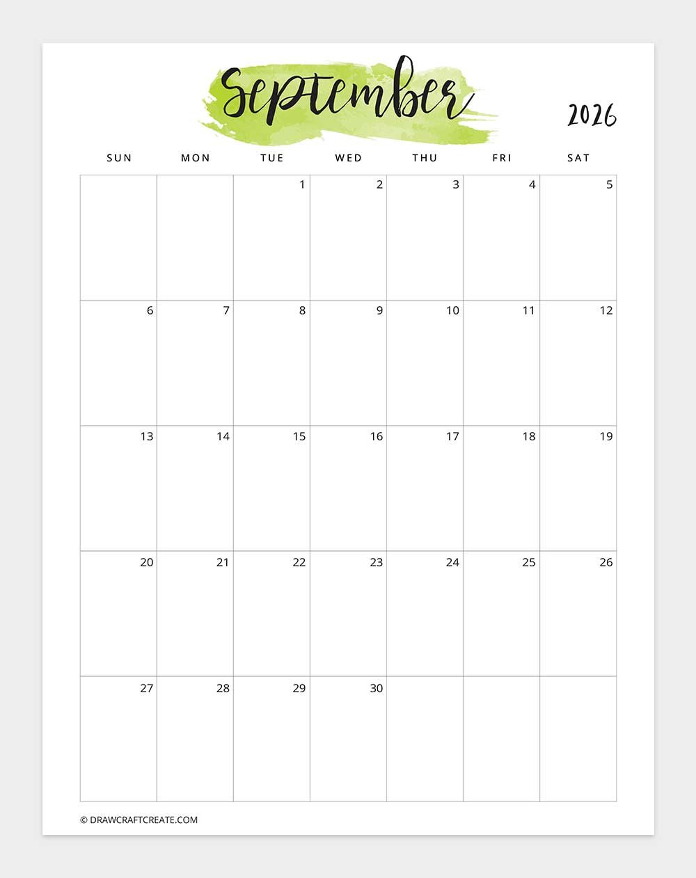 watercolor january 2026 calendar printable vertical sunday start