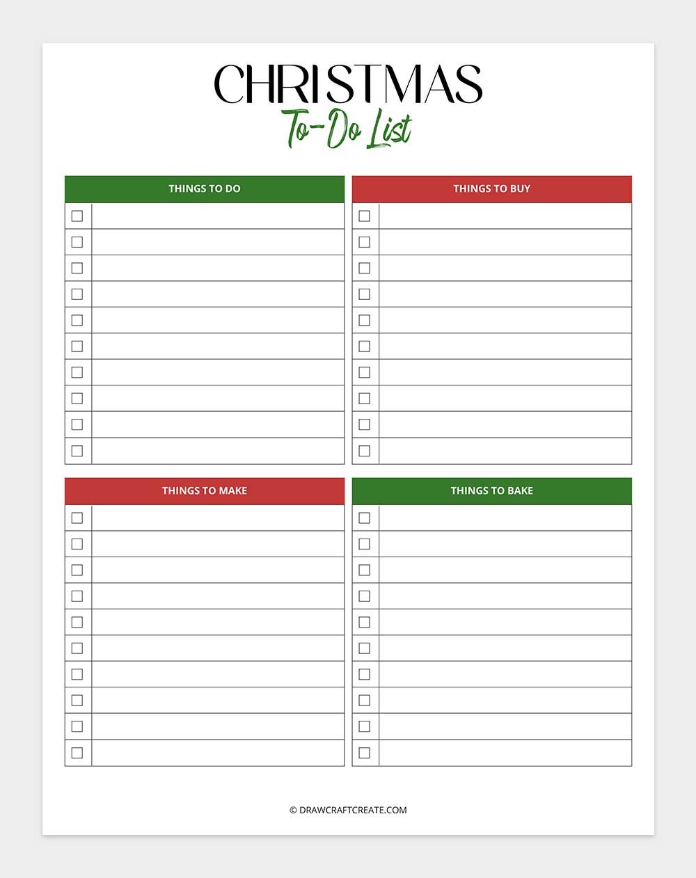 Christmas to do list