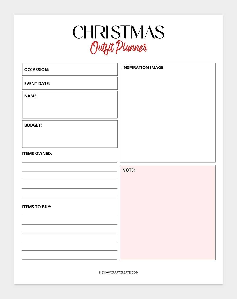 Christmas outfit planner