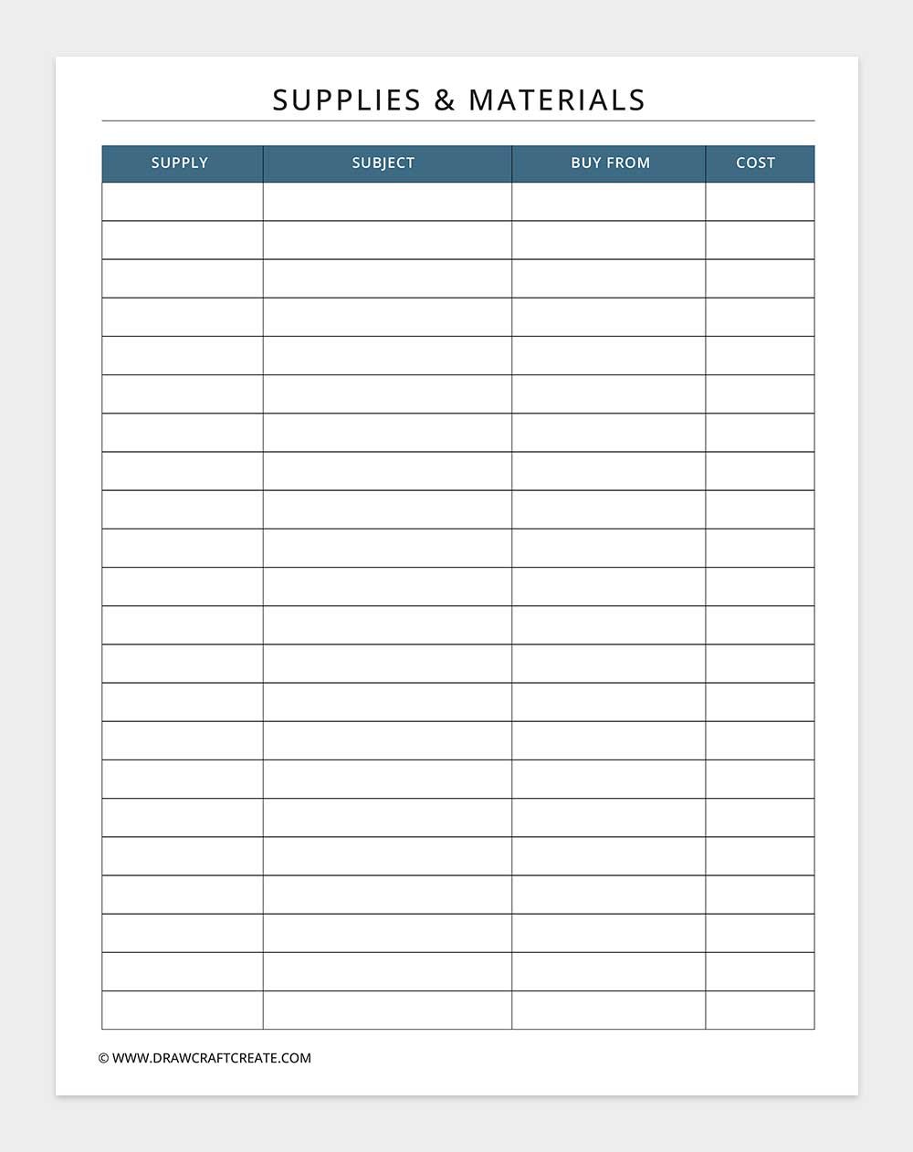 supplies and materials