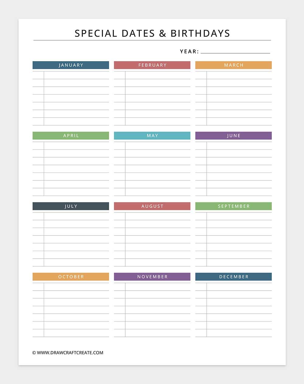 special dates and birthdays