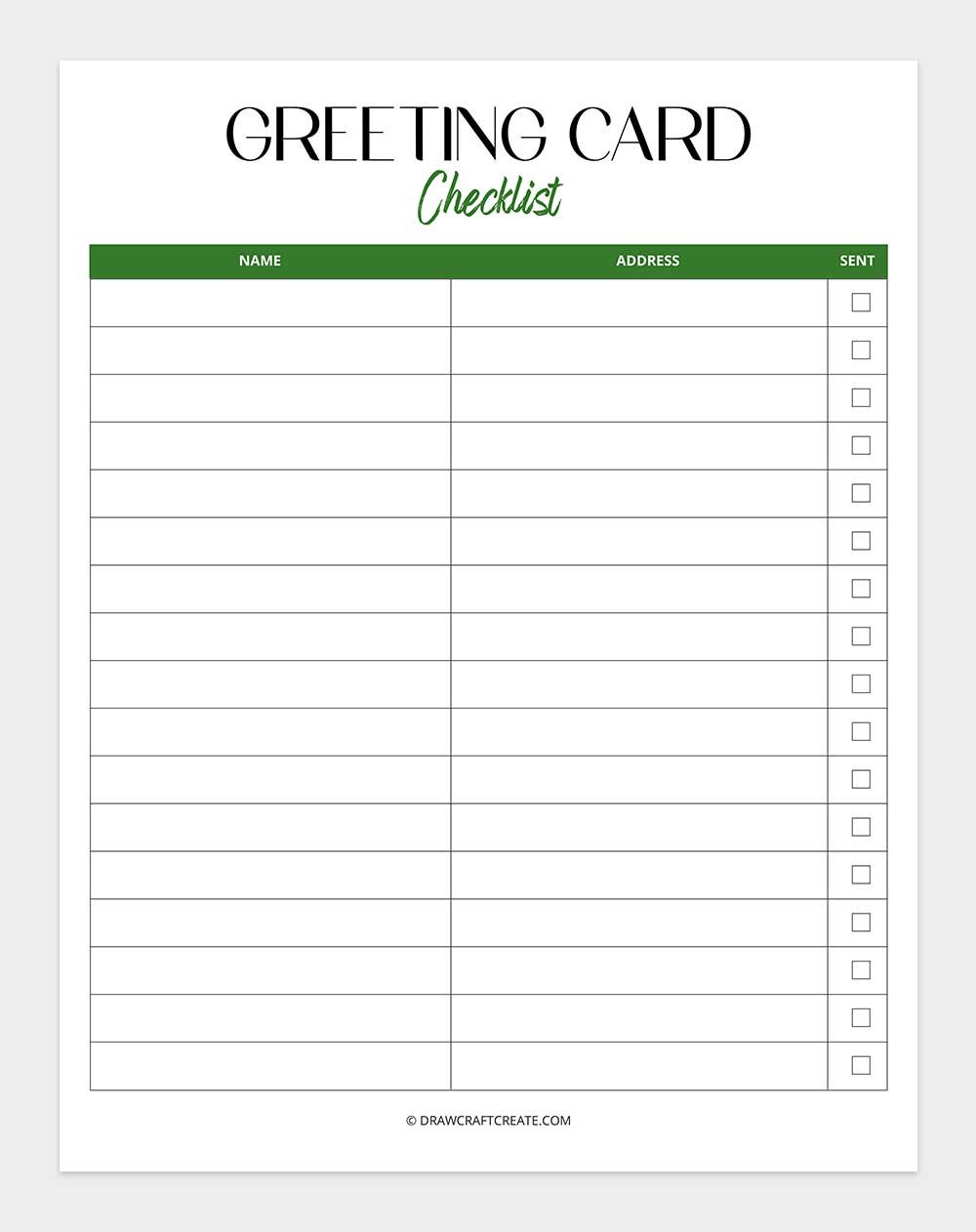 Christmas greeting card checklist