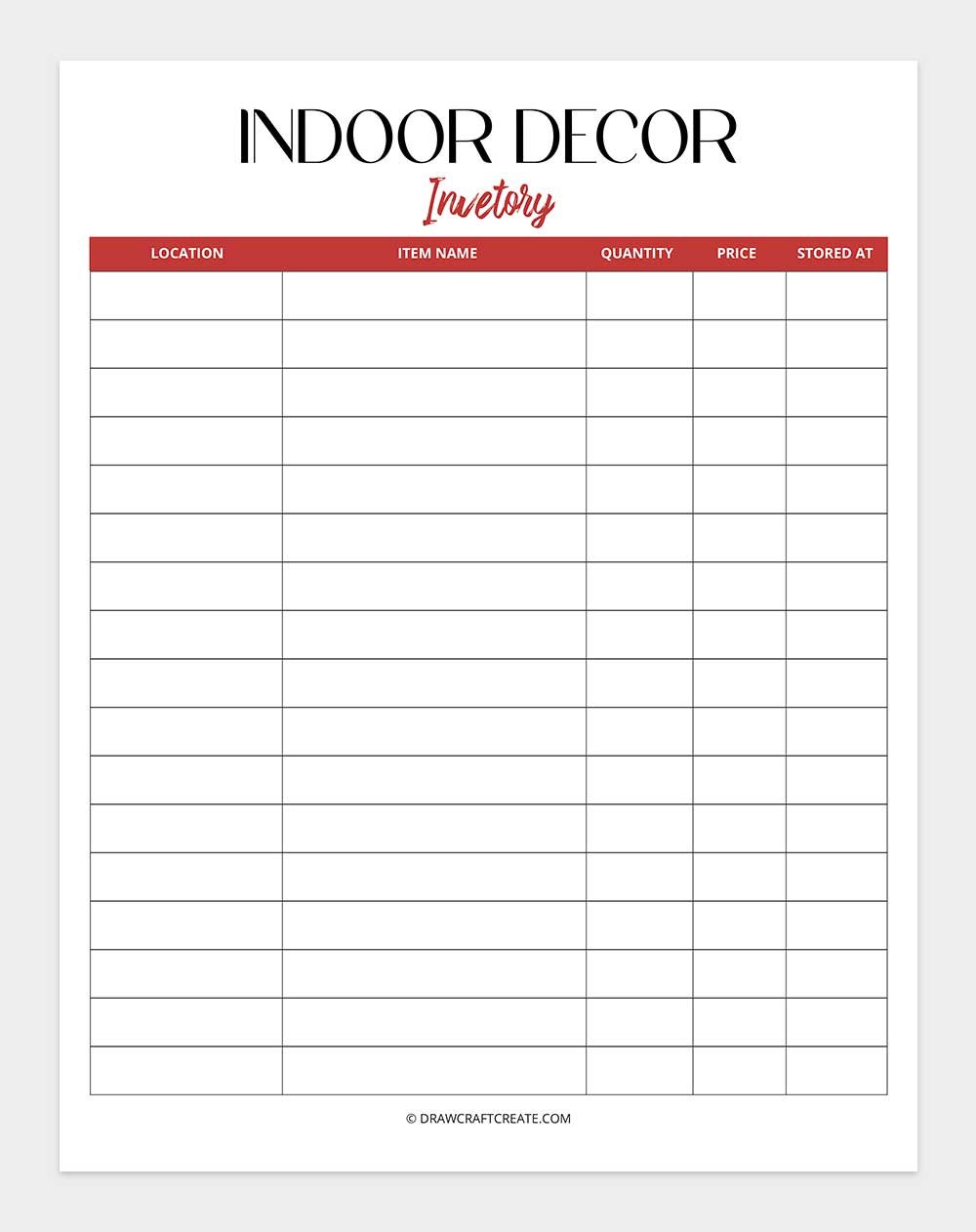 Christmas Indoor Decor Inventory