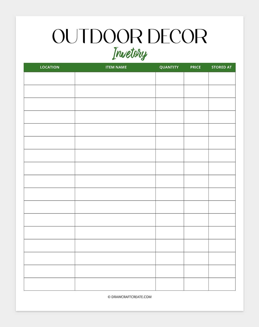 Christmas Outdoor Decor Inventory