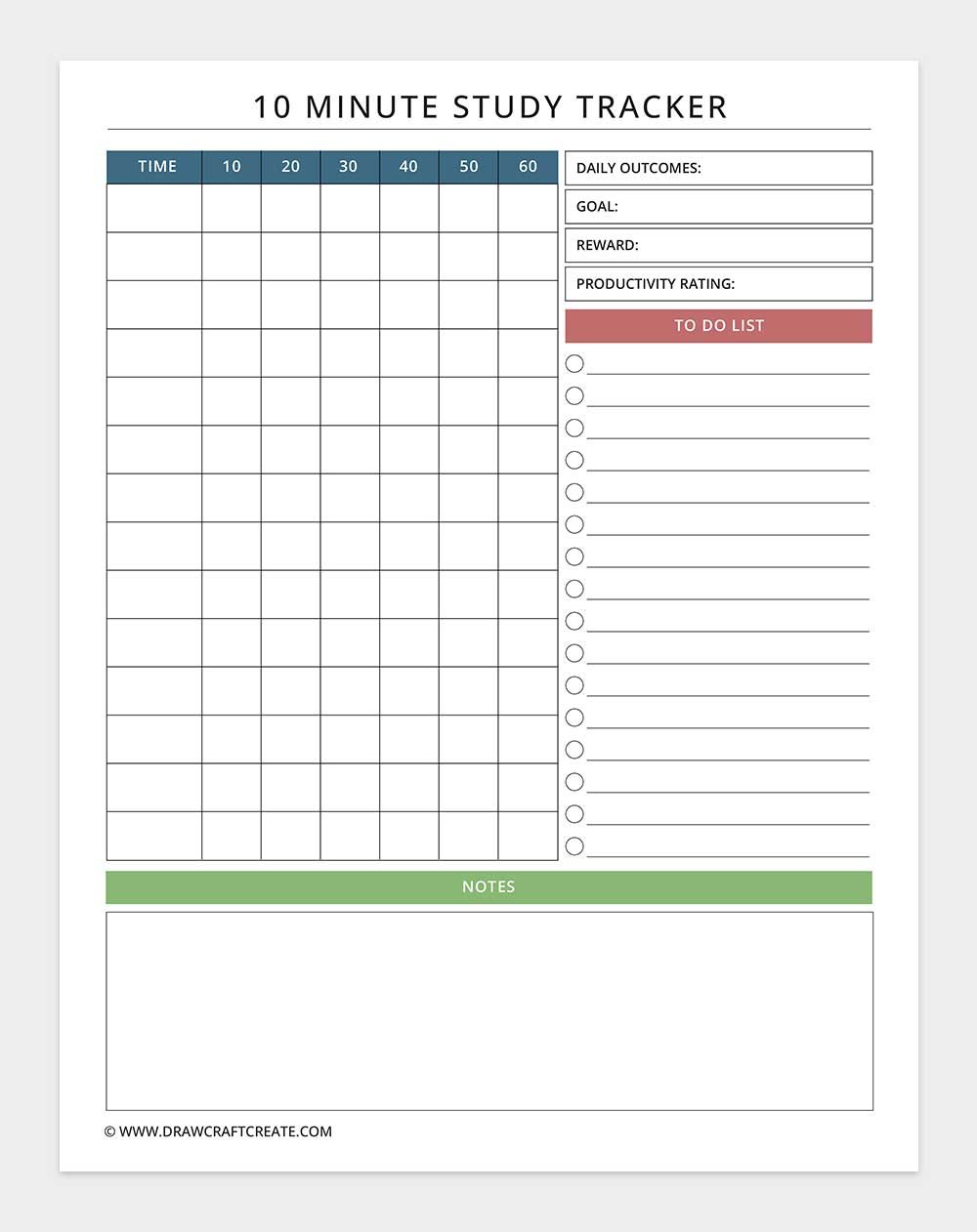 10 minute study tracker