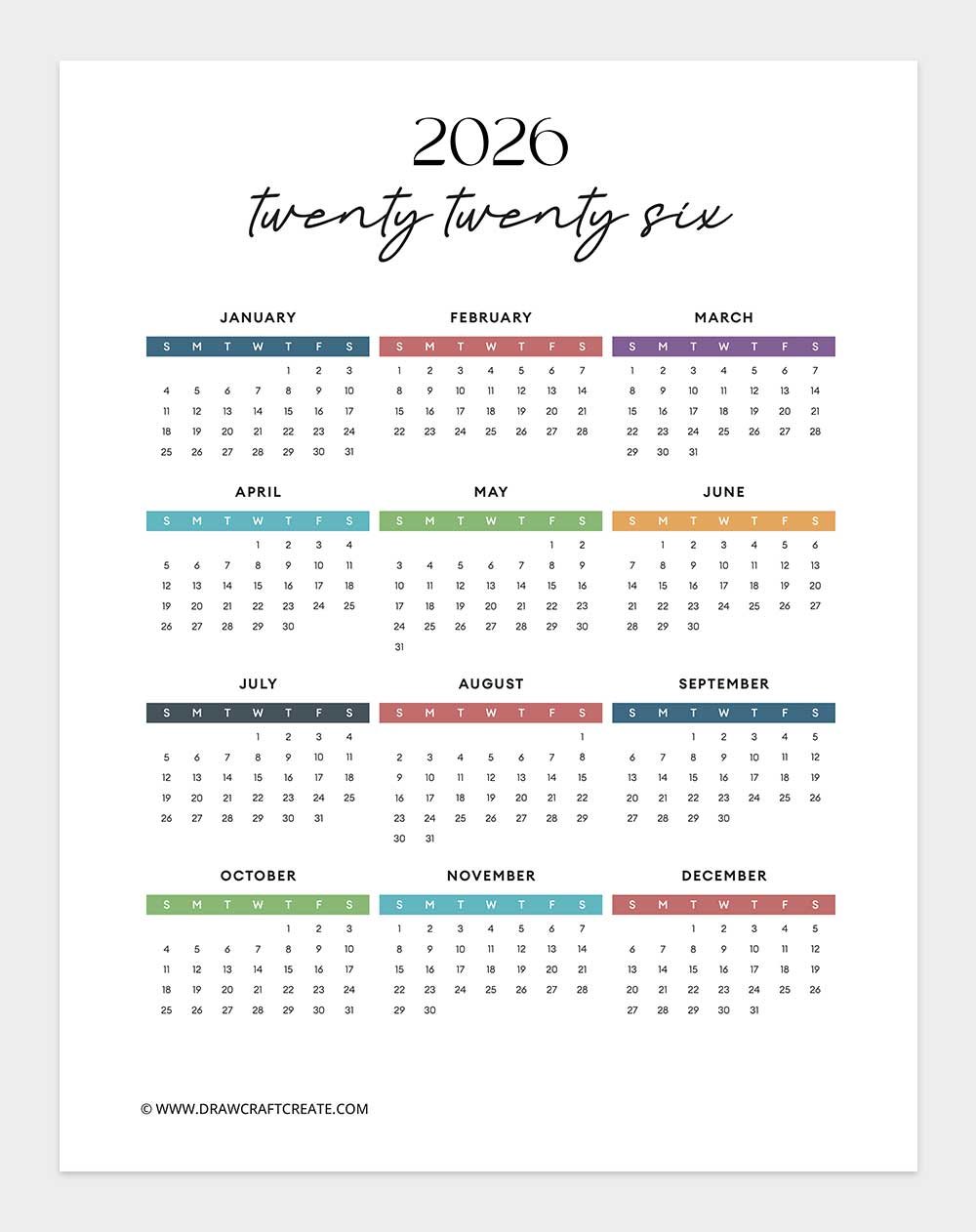 calendar 2026
