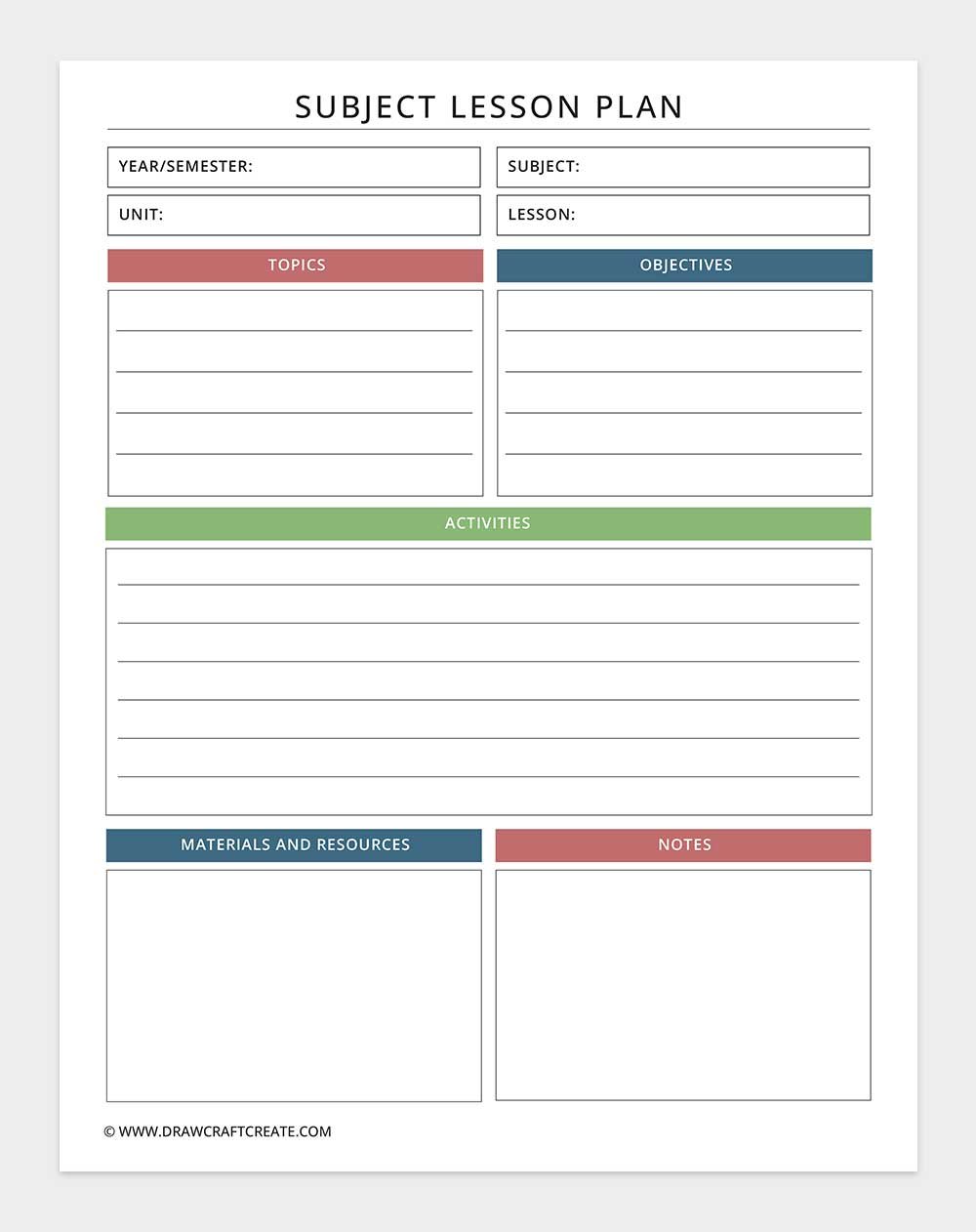 subject lesson plan