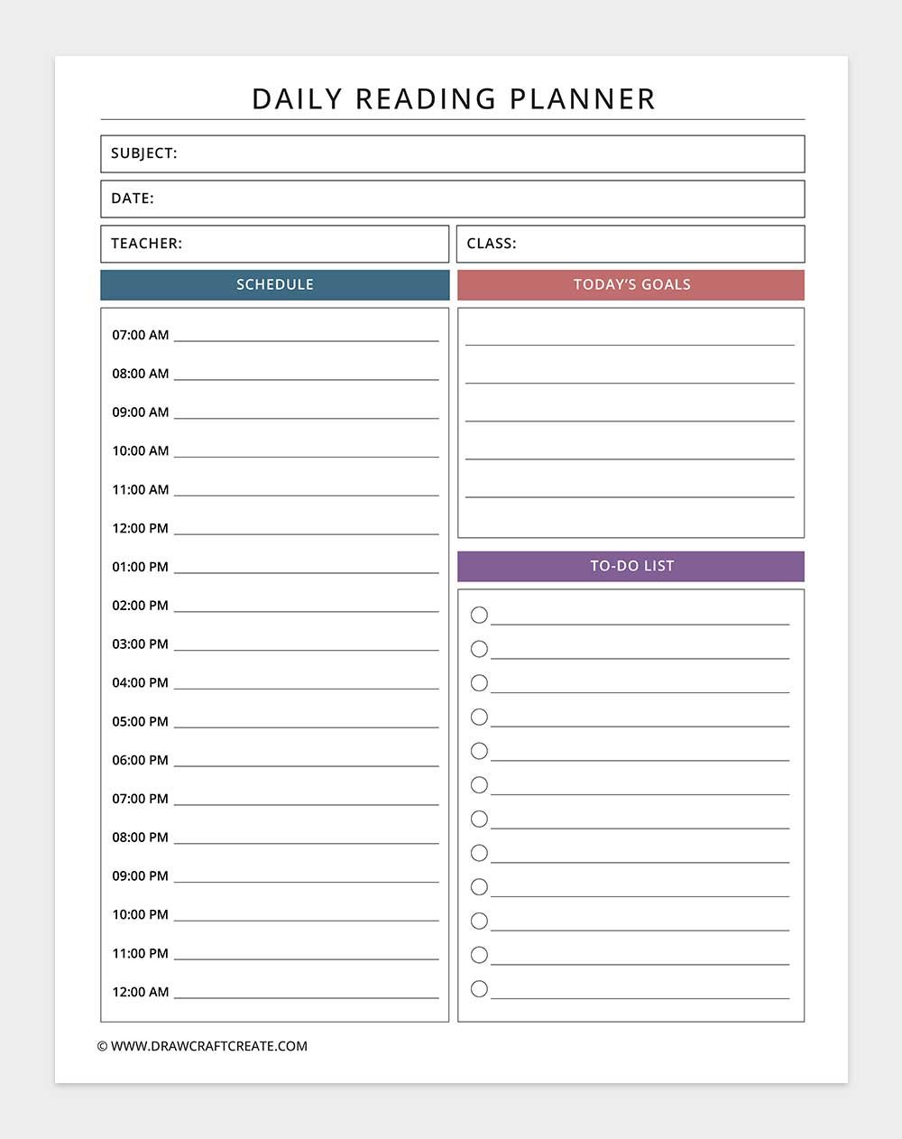 daily reading planner