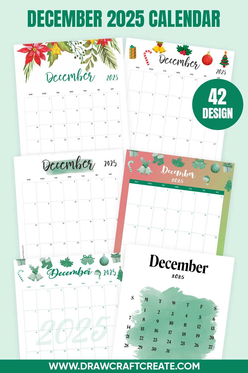 Free Printable December 2025 Calendars