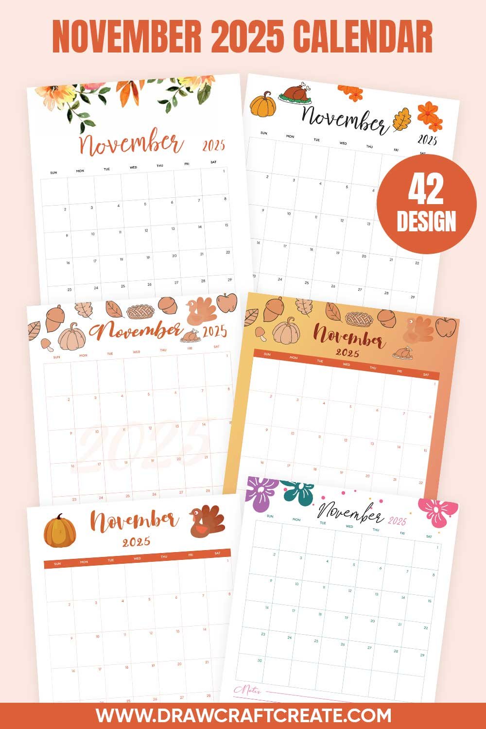 Free Printable November 2025 Calendars