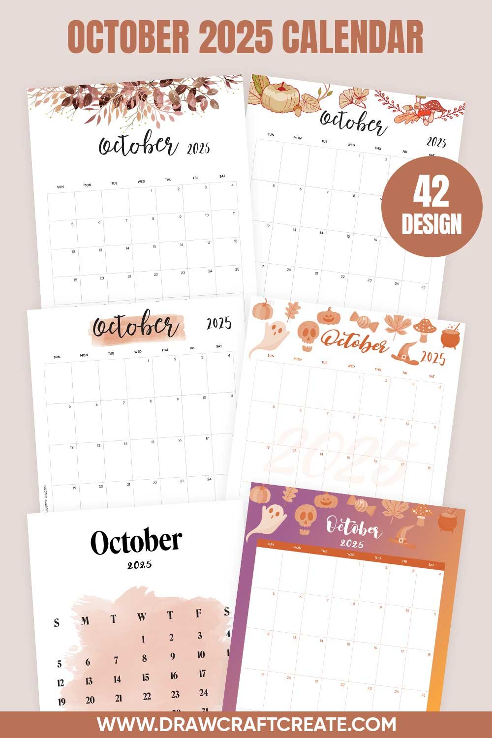 Free Printable October 2025 Calendars