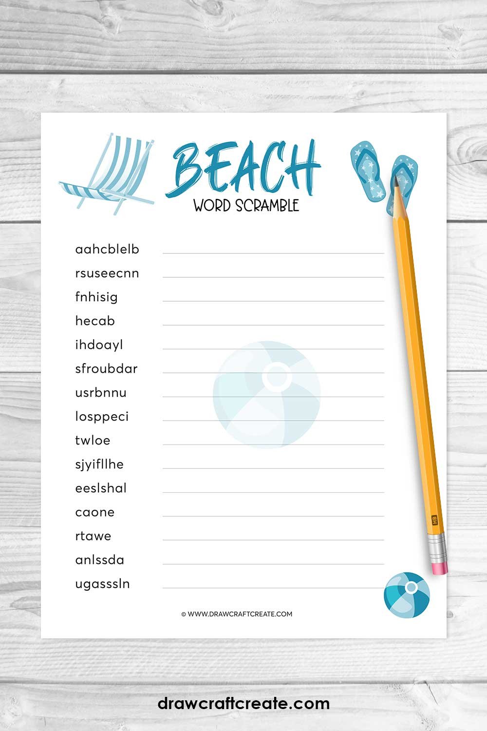 beach word scramble